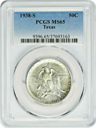 1938 - S Texas Commemorative Silver Half Dollar - Pcgs Ms 65 - State 65