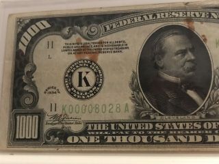 1934 $1000 ONE THOUSAND DOLLAR BILL OLD CURRENCY NOTE DALLAS TEXAS 2