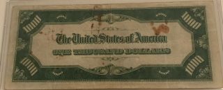 1934 $1000 ONE THOUSAND DOLLAR BILL OLD CURRENCY NOTE DALLAS TEXAS 6