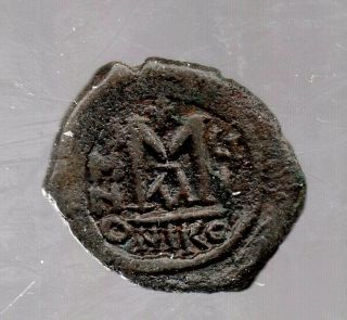 Byzantine Empire Follis (587) Year Maurice Tiberius