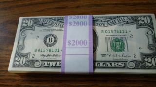 1995 $20 star notes 100 note brick All Uncirculated consecutive serial numbers 3