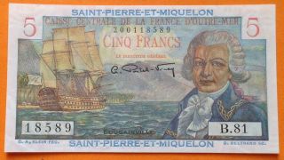 Saint Pierre And Miquelon 5 Francs 1950 Unc,