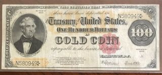 1922 $100 Gold Certificate One Hundred Dollars In Gold Coin Large Note Us