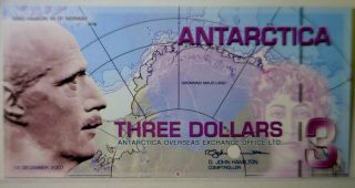 $3 Serial 0000 Specimen Antarctica Note Gem Cu 2007 King Haakon Currency Nr
