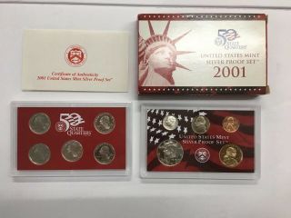 2001 United States Us Silver Proof Coin Set With San Francisco Ca001