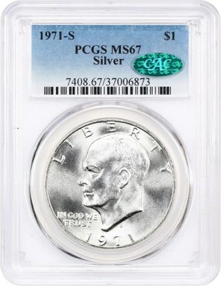 1971 - S $1 Pcgs/cac Ms67 (silver) Eisenhower Dollar