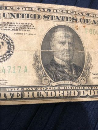 1934 A $500 Federal Reserve Note Scarce 3