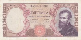 10 000 Lire Fine Banknote From Italy 1970 Pick - 97