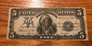 1899 $5 Silver Certificate,  Indian Chief,  Very Fine