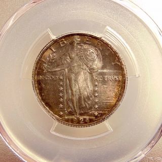 1924 - P Standing Liberty Quarter - Pcgs Ms63 Fh - Very Pretty Toned Bu Coin