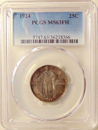 1924 - P Standing Liberty Quarter - PCGS MS63 FH - Very Pretty Toned BU Coin 2