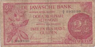 2 1/2 Gulden Vg Banknote From Netherlands Indies 1948 Pick - 99