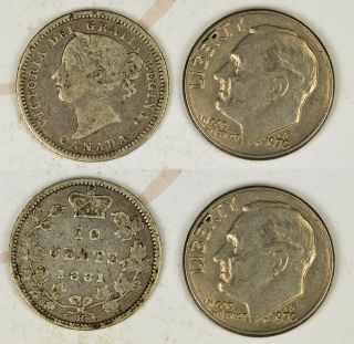 1881 H Canada - Queen Victoria - Silver Dime Coin