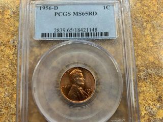 1956 D Lincoln Wheat Penny Pcgs Ms65 Rd