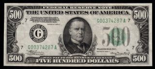 Fr.  2202g 1934 - A $500 Five Hundred Dollar Bill Federal Reserve Note
