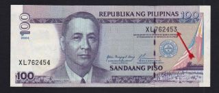 Philippine Error 100 Pesos 2004 Nds " Mismatch Serial " Xl 762454/762453 Unc