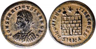Roman Imperial,  Constantine Ii.  As Caesar,  A.  D.  317 - 337.  Æ Follis,  Cyzicus,  Camp