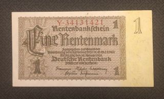 Germany (third Reich) 1 Rentenmark,  1937,  P - 173b,  Aunc World Currency