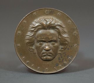 1927 Austrian Arnold Hartig Bronze Desk Medal Ludwig Beethoven German Composer