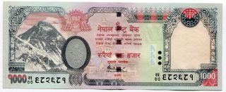 Nepal P68 1000 Rupees Unc 2010 Banknote Sign 16 Everest Elephant Paper Money