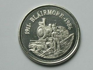 Crowsnest Pass Ab Canada 1986 Trade Dollar Token For Blairmore & Cpr Locomotive