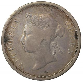 1897 - H British Straits Settlements Silver 50 Fifty Cents Queen Victoria Km 13