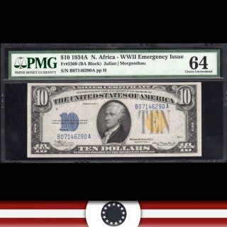 1934 - A $10 Silver Certificate North Africa Pmg 64 Fr 2309 B07146290a
