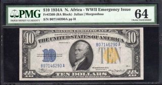 1934 - A $10 Silver Certificate NORTH AFRICA PMG 64 Fr 2309 B07146290A 2