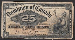 1900 25 Cent Dominion Of Canada Note Dc - 15a