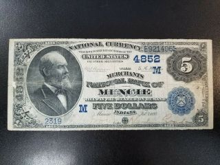 1882 $5 Db - Merchants National Bank Of Muncie,  Indiana Nationa - Ch 4852