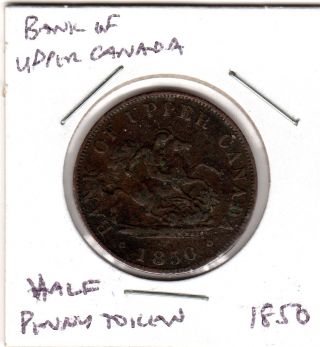 Bank Of Upper Canada - One Half Penny - Bank Token - 1850