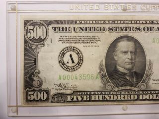 1934 - A $500 FIVE HUNDRED DOLLAR BILL FEDERAL RESERVE NOTE BOSTON 2