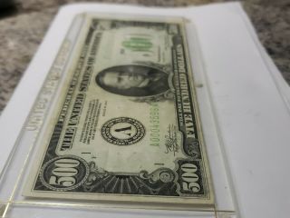 1934 - A $500 FIVE HUNDRED DOLLAR BILL FEDERAL RESERVE NOTE BOSTON 4