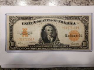 1922 $10 Dollar In Gold Coin Certificate Fr - 1173