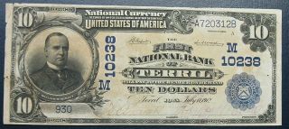 1902 $10.  00 Date Back First National Bank Of Terril Iowa
