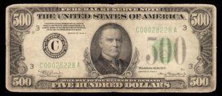 Fr.  2202c 1934 - A $500 Five Hundred Dollar Bill Federal Reserve Note Philadelphia