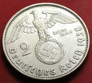 German Paul Von Hindenburg 2 Rm 625 Silver 1938 A