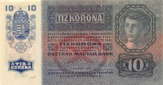 Austria Hungary Empire 10 Korona 1.  2.  1915 Wwi Issue Circulated Banknote Lbw