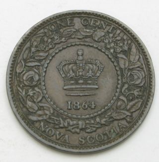 Canada - Nova Scotia 1 Cent 1864 - Bronze - Victoria - Vf - 753