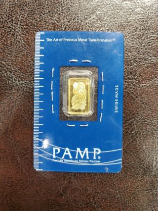2.  5 Gram Gold Bar Au 999.  9 - Pamp Suisse Swiss Made 24k Pure Gold