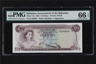 1965 Bahamas Government Of The Bahamas 1/2 Dollar Pick 17a Pmg 66 Epq Gem Unc