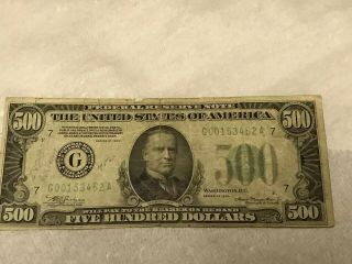 1934 Chicago $500 Five Hundred Dollar Bill Has Been Written On Front Of Bill