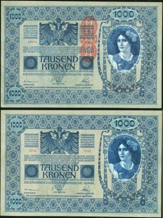 Austria: 1000 Kronen 1902 (issued 1919,  P 59) Unc -