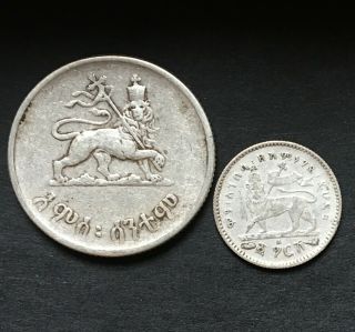 Ethiopia,  50 Cent En 1 Gersh,  1943/44 1902/03,  Silver F -