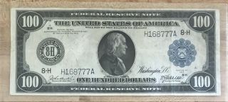 Series 1914 One Hundred Dollars Federal Reserve Note $100 Large Size Note