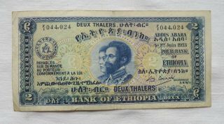 Bank Of Ethiopia 2 Thaler 1933 Banknote Ethiopian