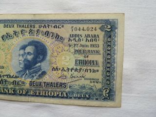 BANK OF ETHIOPIA 2 THALER 1933 BANKNOTE ETHIOPIAN 3