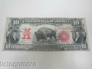Us $10 Ten Dollar Bill Series 1901 " Bison " Red Seal Large Note