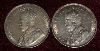 1917 & 1918 George V Newfoundland Sterling Silver 50 Cents,