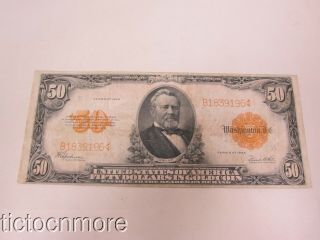 Us $50 Fifty Dollar Gold Certificate Series 1922 Seal Large Note Bill Grant